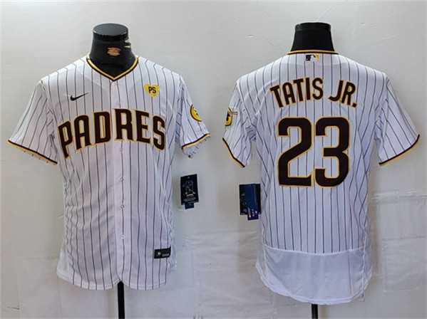 Men%27s San Diego Padres #23 Fernando Tatis Jr. White With PS Patch Flex Base Stitched Baseball Jersey->san diego padres->MLB Jersey